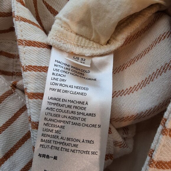 Anthropologie Kelli Striped Wide-Leg Cotton Pant Cream Sz 32 - Picture 7 of 8